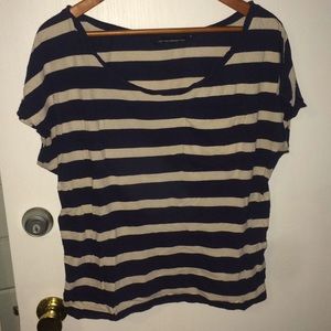 French connection cream and white striped tee in M
